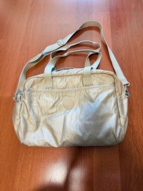 Kipling Metallic Beige Crossbody/Shoulder Diaper Bag
